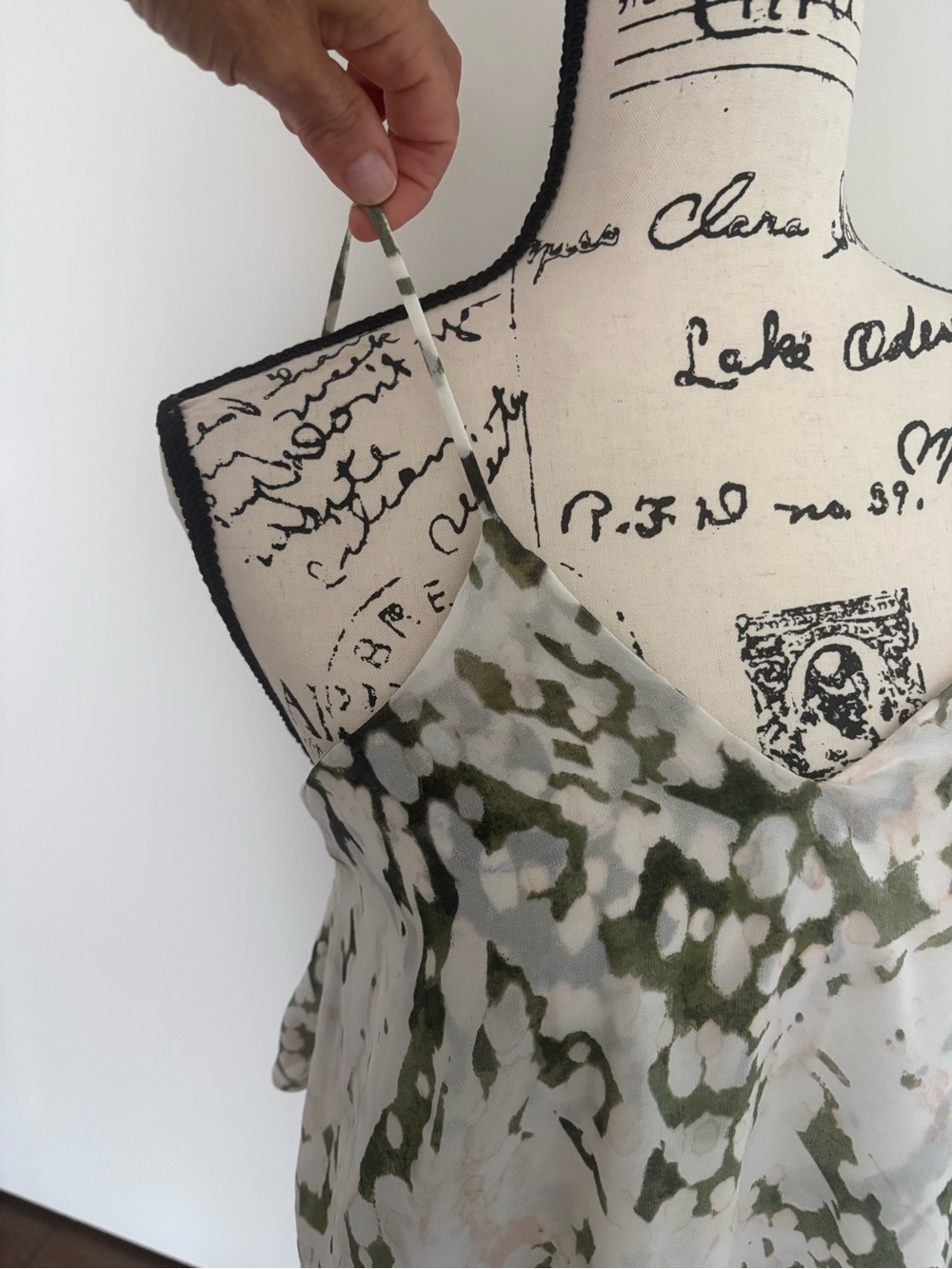 Olive Green and Cream Watercolor Top